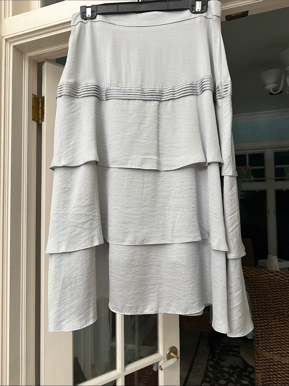 Banana Republic Light Gray Tiered A-Line Midi Skirt - Picture 3 of 8